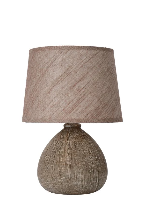 Lucide RAMZI - Lampe de table - Ø 18 cm - 1xE14 - Brun - éteint